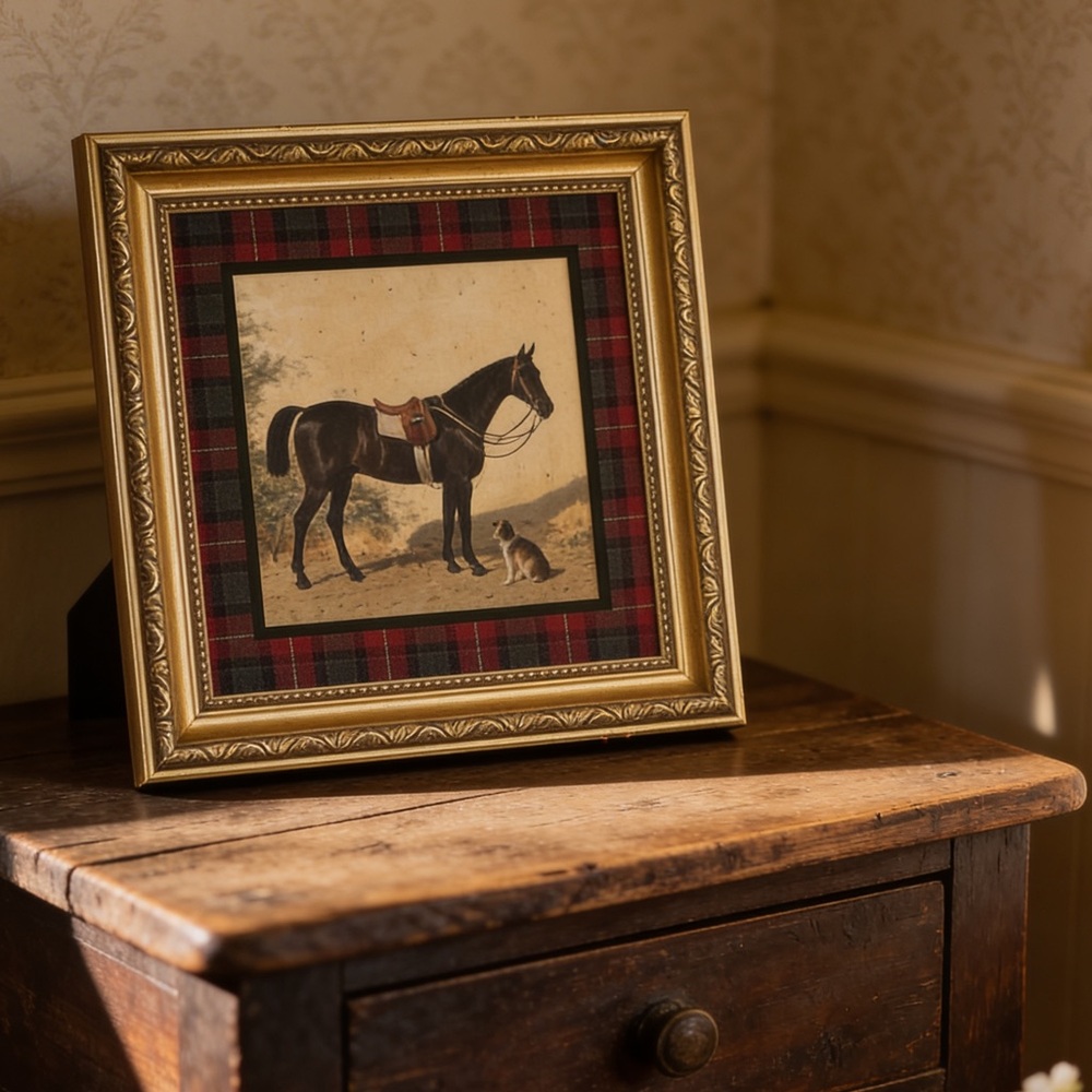 Framed Vintage Style Equestrian Art